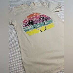 Cream Women’s T-Shirt with Palm Tree Print
